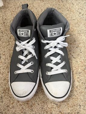 Converse High-Top Sneakers in Gray and White